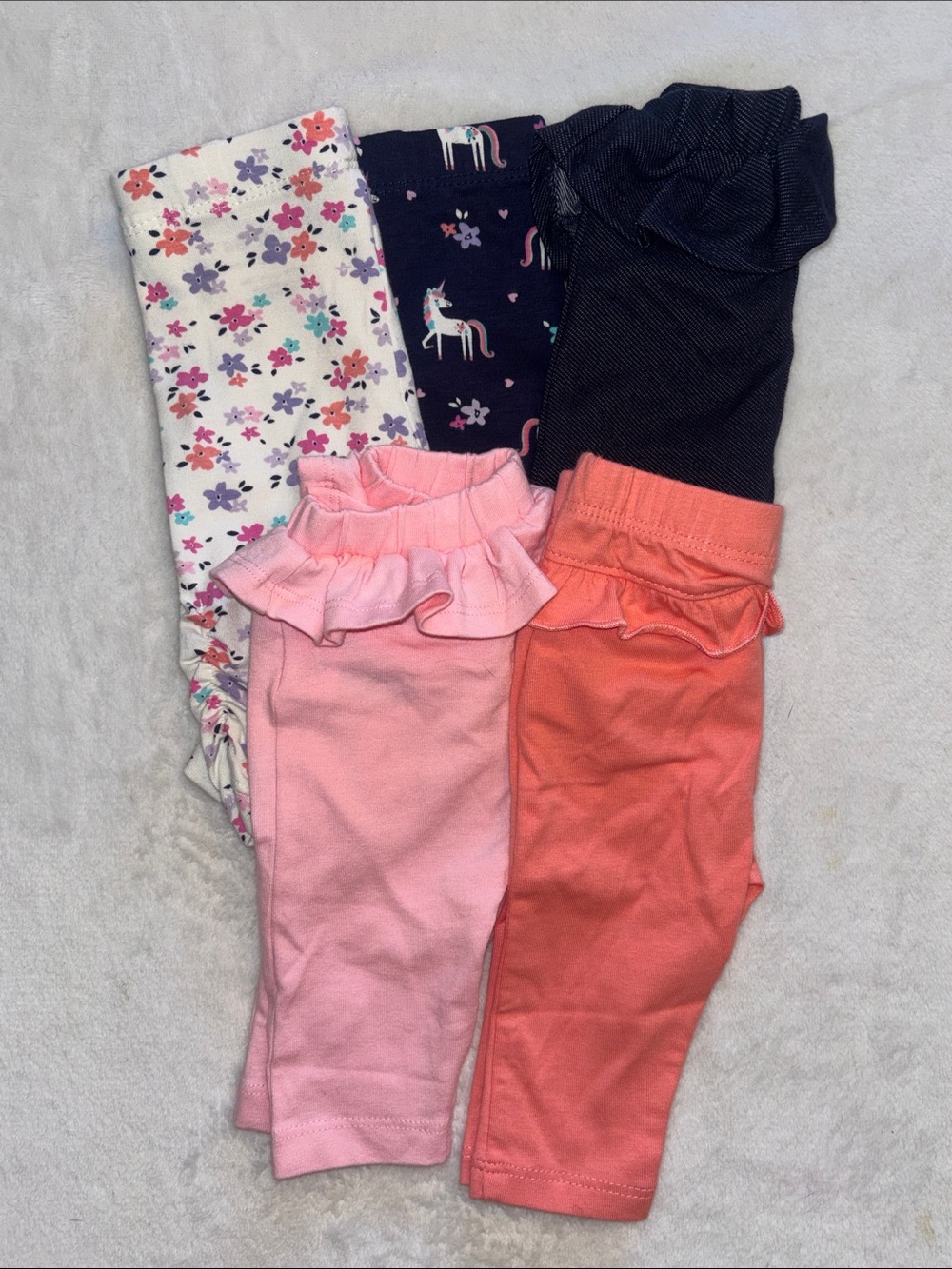 Bundles baby Girls Ruffle Hem Bottoms - Pink, Coral, Navy, Floral & Unicorn Set